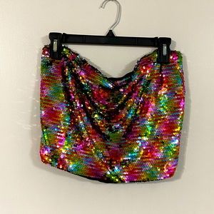 Rainbow Sequins Bandeau top